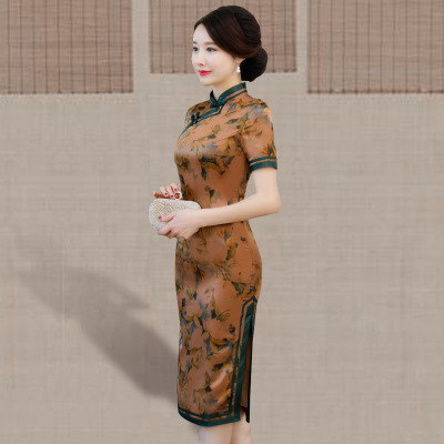 Qipao summer 2018 new style Chinese style temperament show show show slim figure in a long dress