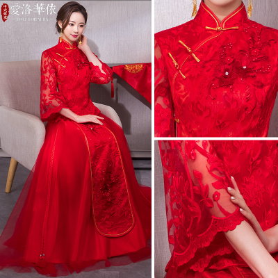 Toast service bride 2018 summer new thin section new Chinese red long dress wedding toast clothing s