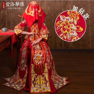 Show Wo clothing bride 2018 new summer Phoenix wedding dress new Chinese dress wedding toast clothin