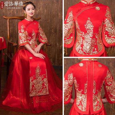 2018 new show Wo clothing bride Chinese wedding dress Queen wedding dress costume married dragon Pho
