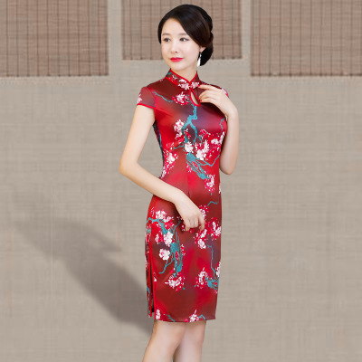 Medium and long qipao summer 2018 new female retro Chinese style slim and elegant modified Chinese style qipao dress
