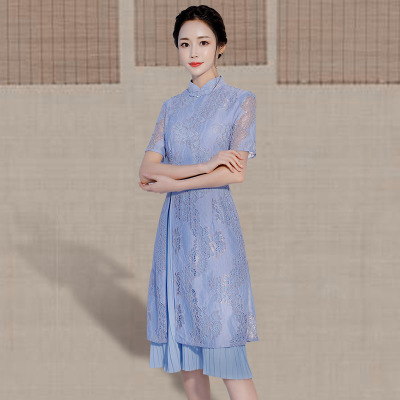 Medium and long qipao summer 2018 new girl vintage elegant modified odaisi qi pao dress