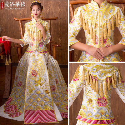 Show Wo clothing bride 2018 new spring and summer wedding Dragon Phoenix Chinese wedding dress toast