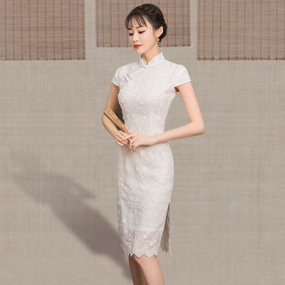 Qipao summer 2018 new girl China style fashion show elegant slim qipao dress long style