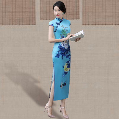 Qipao summer 2018 new women s traditional Chinese style retro style slim body elegant walk - show qipao dress long style 174.95 289.40Qipao summer 2018 new women s traditional Chinese style retro styl