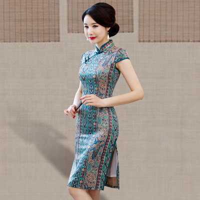 Qipao summer 2018 new Chinese style women s fashion show performance retro slim figure in a long dress 174.95 289.40Qipao summer 2018 new Chinese style women s fashion show performance retro slim figu