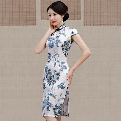 Medium and long qipao summer 2018 new female elegant Air China style improvement old Shanghai zexiu qipao skirt