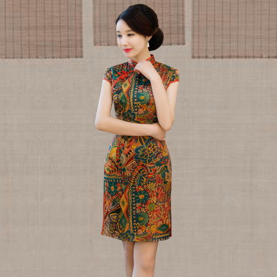 Short qipao summer 2018 new female elegant Air China style retro fashion show dress