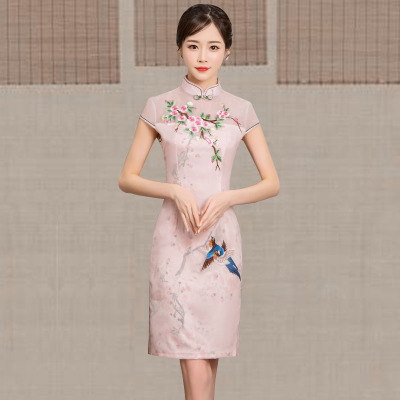 Medium and long qipao summer 2018 new Chinese style women s national style show performance retro slim qipao dress 237.95 415.40Medium and long qipao summer 2018 new Chinese style women s national sty