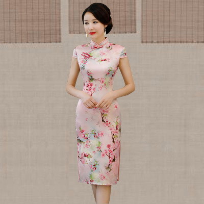 Medium and long qipao summer 2018 new women dignified Air China style old Shanghai zexiu qipao dress
