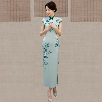 Long style qipao summer 2018 new style women s China style show dress slim Chinese style qipao dress 216.95 352.40Long style qipao summer 2018 new style women s China style show dress slim Chinese sty
