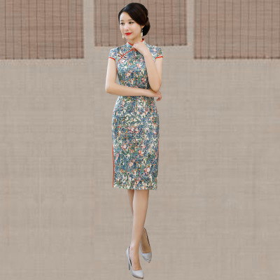 Medium and long qipao summer 2018 new Chinese style women s national style show performance slim Chinese style qipao dress 164.45 268.40Medium and long qipao summer 2018 new Chinese style women s nati