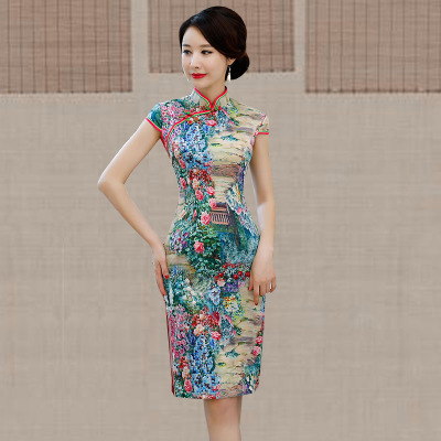 Medium and long qipao summer 2018 new Chinese style women s national style show performance retro slim qipao dress 153.95 257.90Medium and long qipao summer 2018 new Chinese style women s national sty