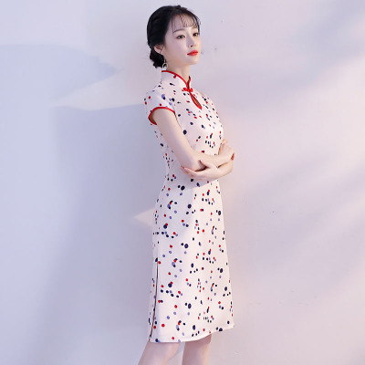 Cheongsam long section summer 2018 new female retro Chinese style show show slim slimming robe dress