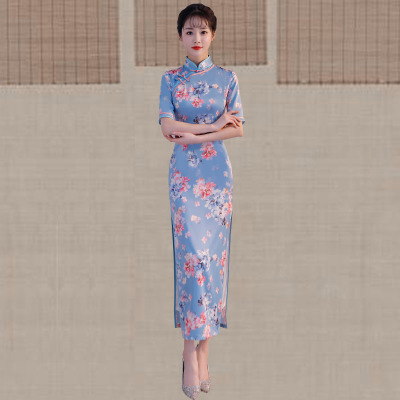 Long style qipao summer 2018 new style China women s national style show performance retro slim qipao dress 383.90Long style qipao summer 2018 new style China women s national style show performance r