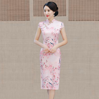 Medium and long qipao summer 2018 new Chinese style women s national style show performance retro slim qipao dress 174.95 289.40Medium and long qipao summer 2018 new Chinese style women s national sty